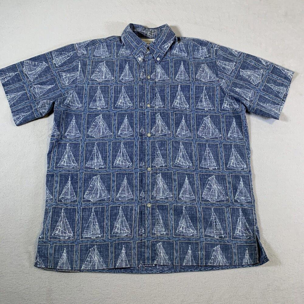 Dietrich Varez by Reyn Spooner Sailing Print Hawaiian‎ Shirt Size L Vintage 70s